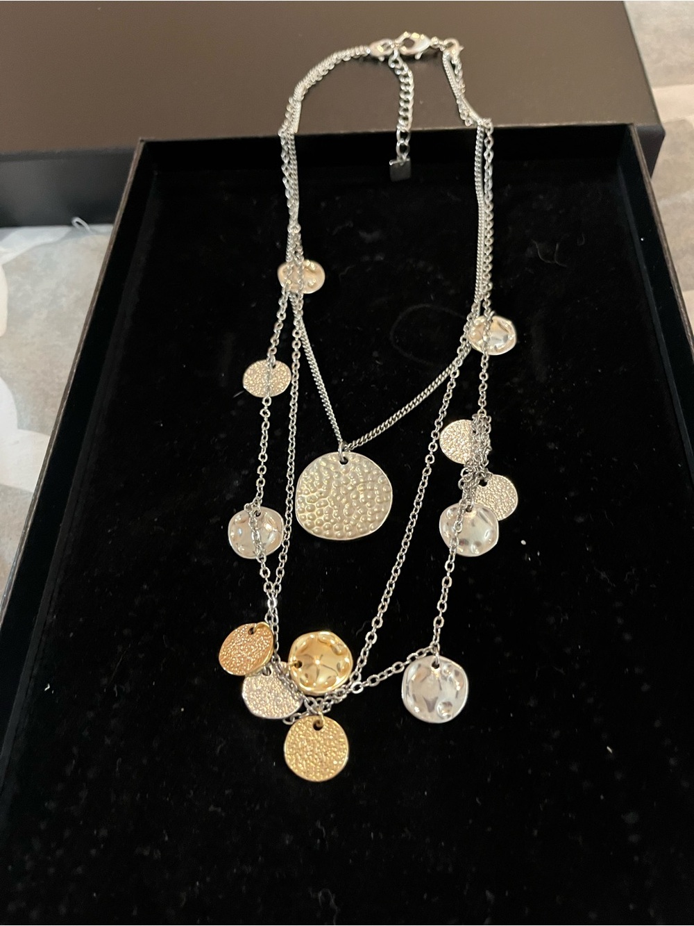 Park Lane Layered Silver and Gold Disc Necklace - Women Jewelry